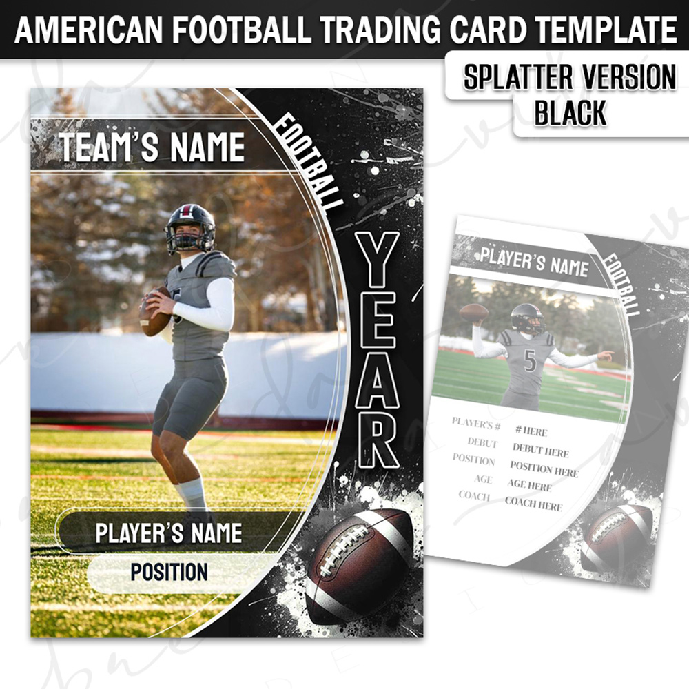 Football Trading Card - Splatter Version - Black