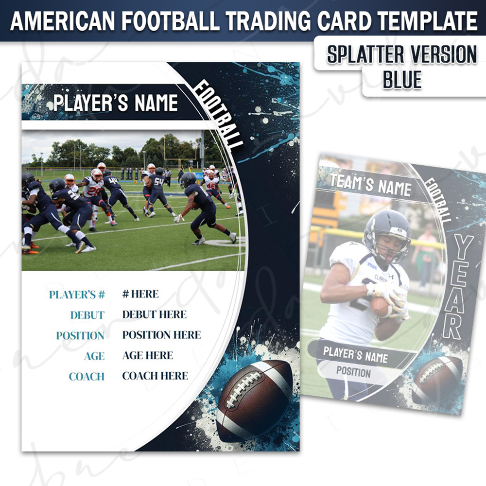 Football Trading Card - Splatter Version - Blue
