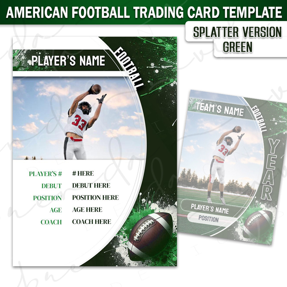 Football Trading Card - Splatter Version - Green