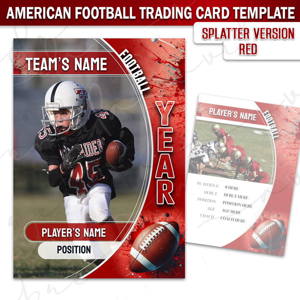 Football Trading Card - Splatter Version - Red