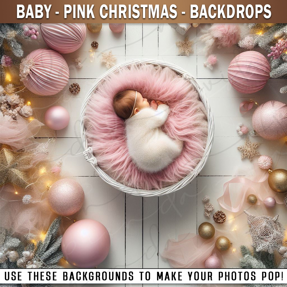 Backdrops - Baby - Pink Christmas
