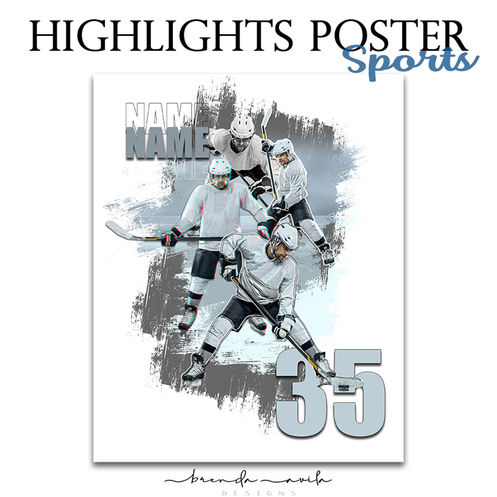 Highlights Sports Poster Design - Hockey, Soccer,<br>Football, Cheer, Martial Arts, ALL SPORTS - Custom Made