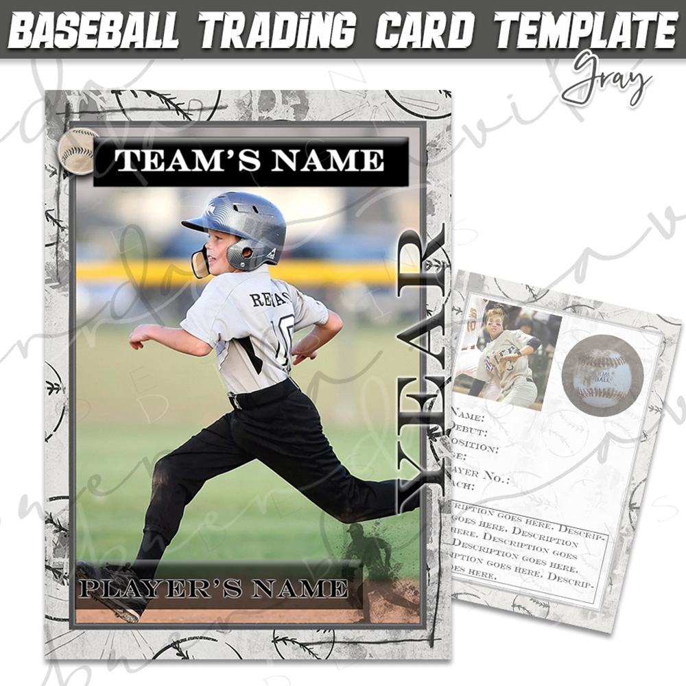 Baseball Trading Card Template - Gray