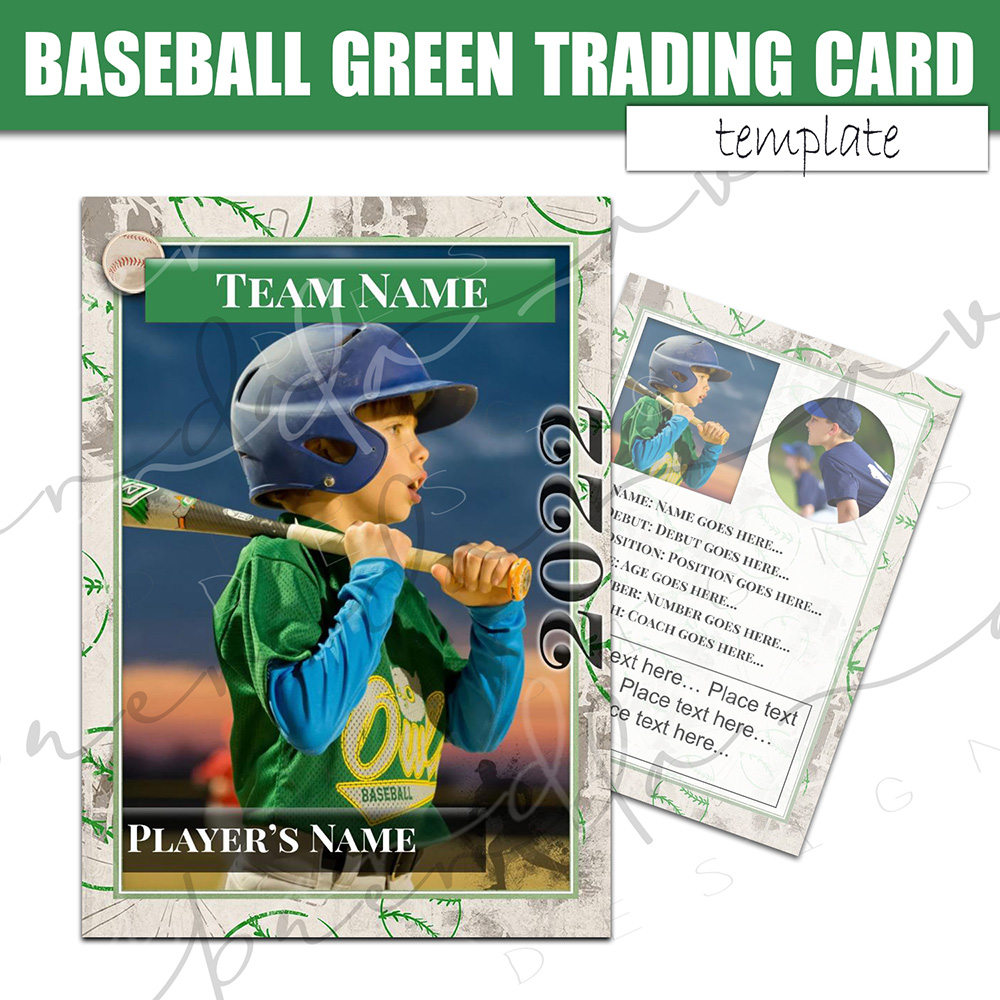Baseball Trading Card Template - Green v.2