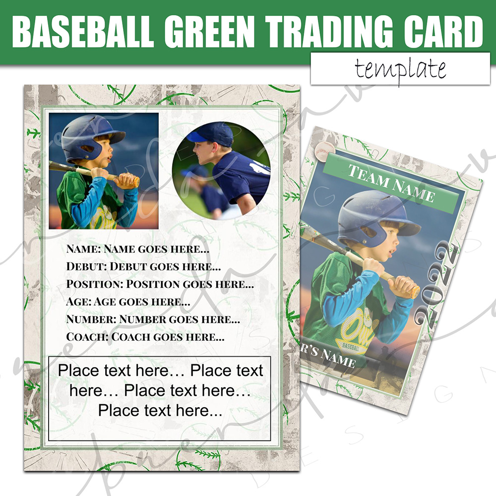 Baseball Trading Card Template - Green v.2
