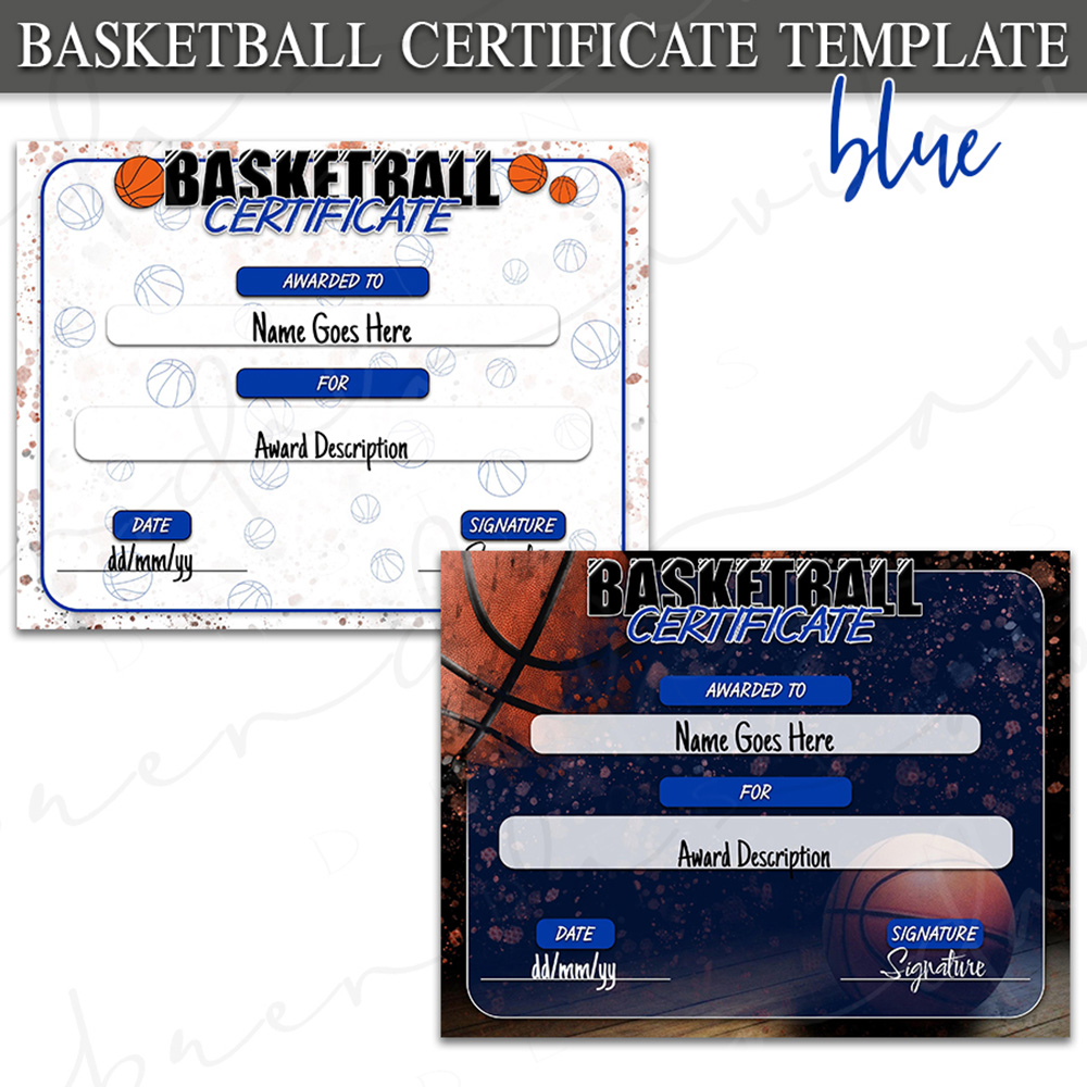 Basketball Certificate- Blue