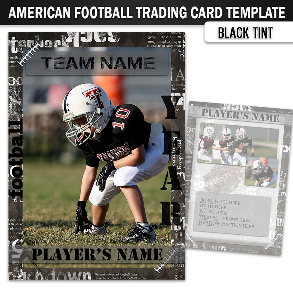 Football Trading Card Template - Black Tint
