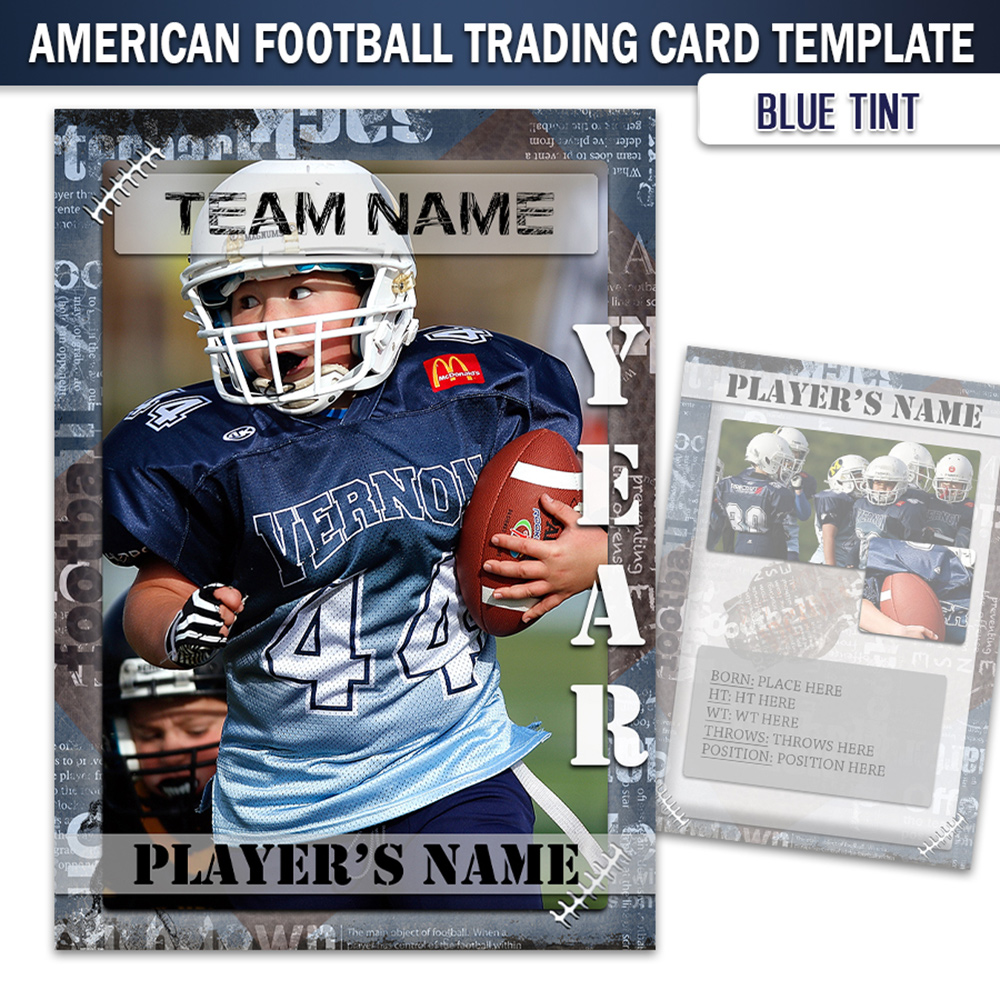 Football Trading Card Template - Blue Tint