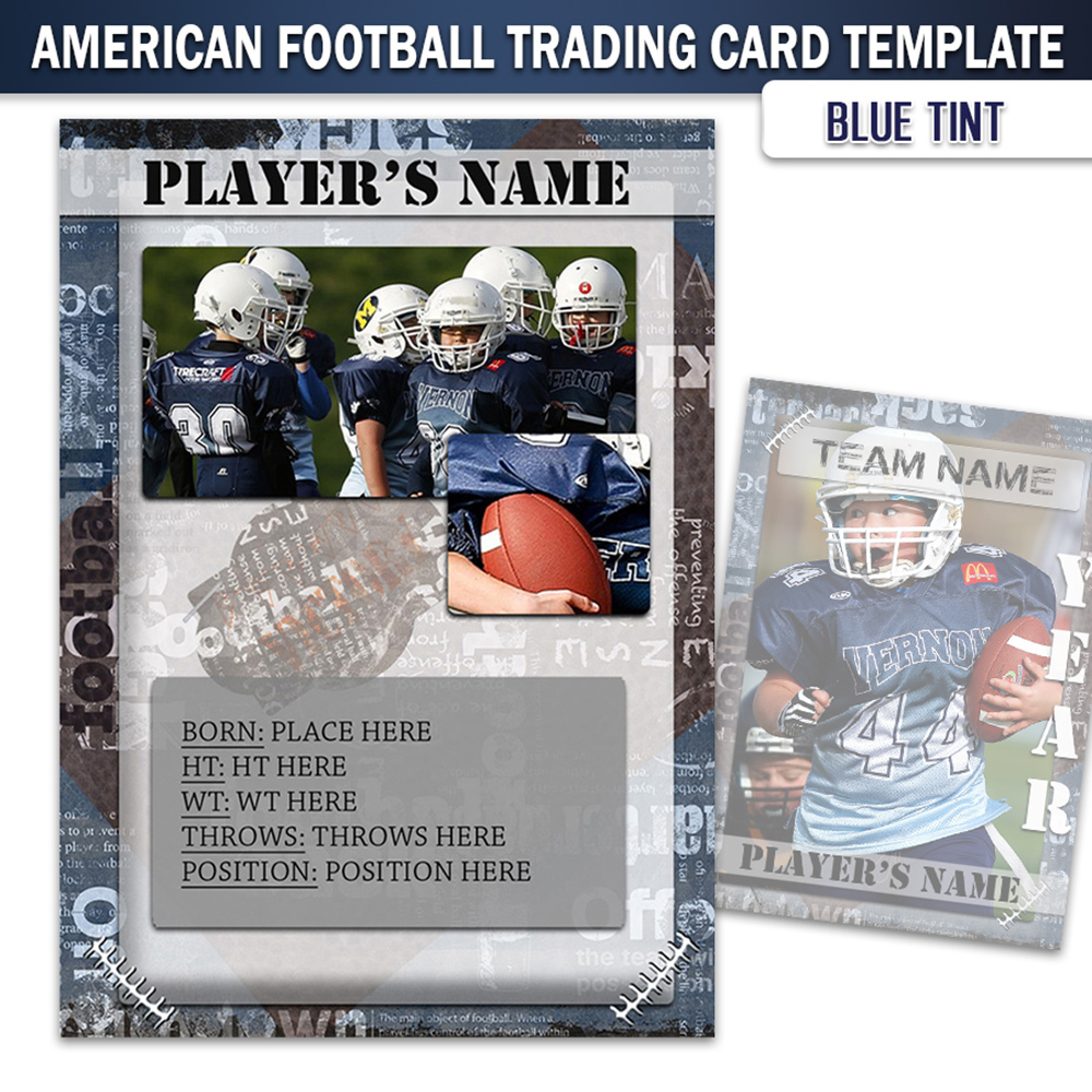 Football Trading Card Template - Blue Tint