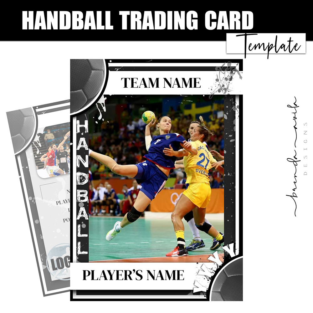 Handball Trading Card Template - White & Black