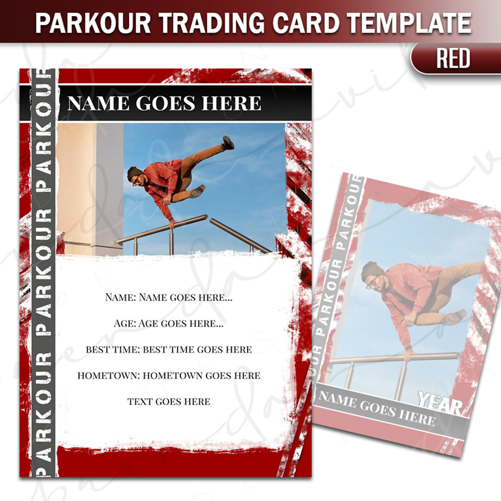 Parkour Trading Card Template - Red